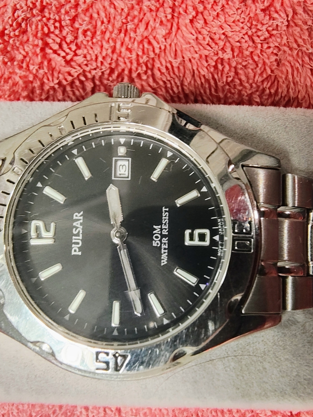 Pulsar Stainless Steel Men's Watch - Black Dial